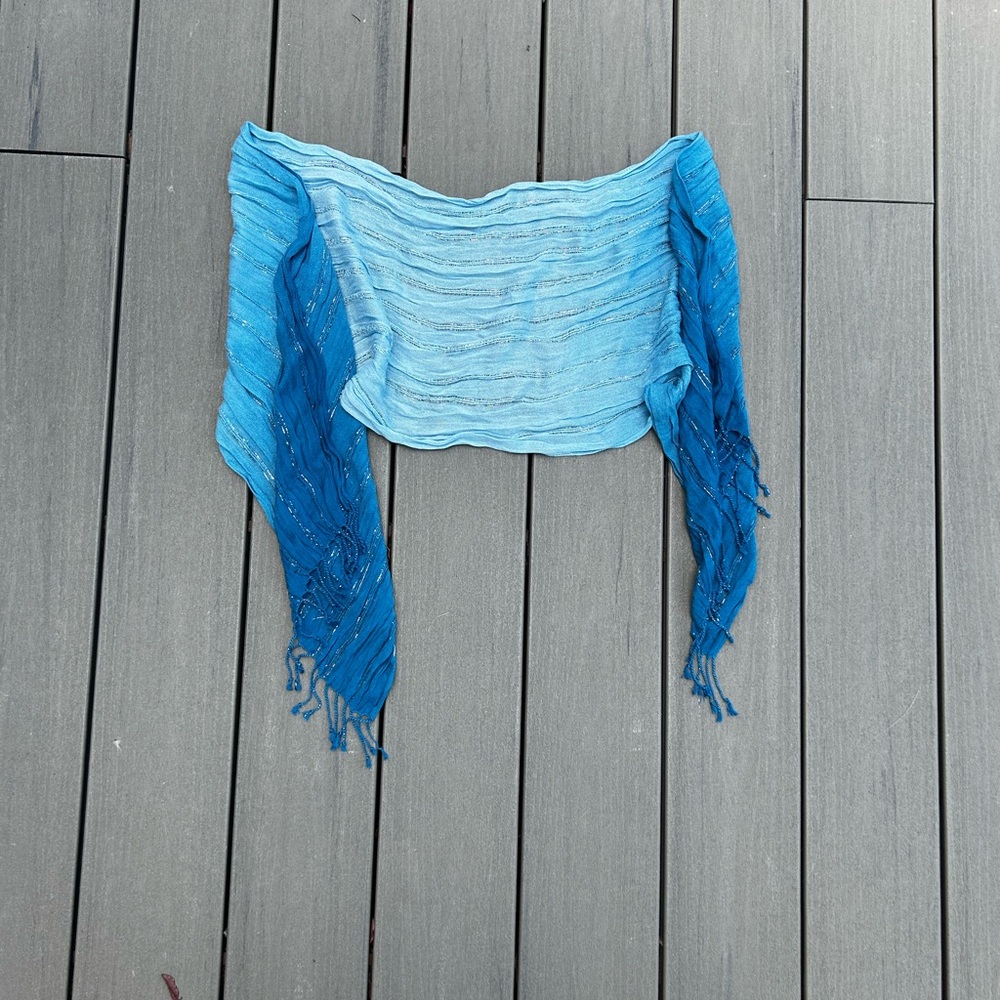 Blue Fringe Shawl